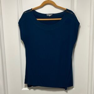 Pleione Teal Short Sleeve Top with Shoulder Zips